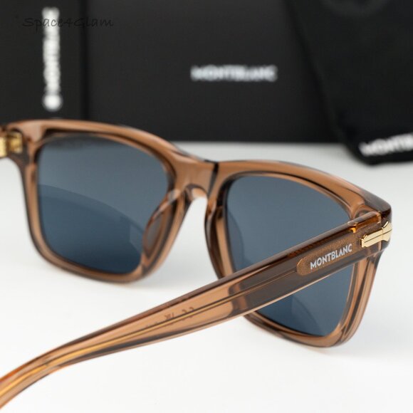 Montblanc Women Sunglasses Brown Blue Square MB0263S 005 NEW AUTHENTIC